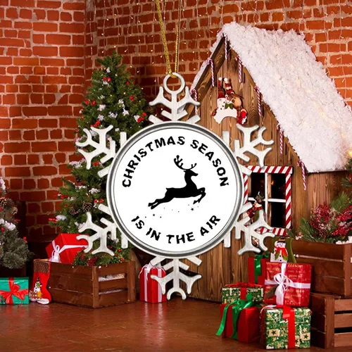 Miniatura 5 de Adornos decorativos para colgar en la temporada de Navidad con citas divertidas de Navidad, adornos de copo de nieve de metal, regalo de Navidad