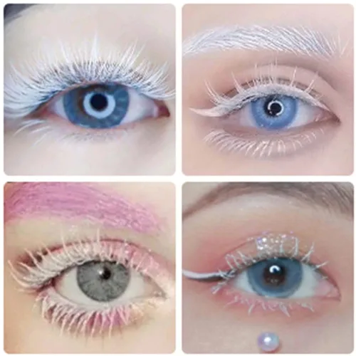 Miniatura 6 de Pestañas Postizas Blancas de Halloween Herramientas de Extensión de Pestañas Blancas para Ojos Anime Cosplay Maquillaje de Aspecto Natural Pestañas