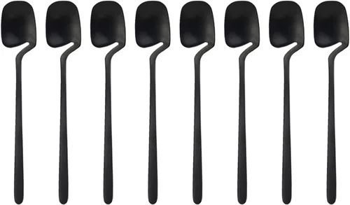 Miniatura 10 de Juego de cubiertos negros de 24 piezas de cubiertos negros para colgar, utensilios de acero inoxidable, incluye cuchillo, tenedor/cuchara, acabado