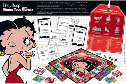 Miniatura 3 de MasterPieces Opoly Juegos de mesa - Betty Boop World Tour Opoly - Juegos de mesa con licencia oficial para adultos, niños y familia