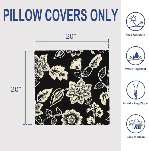 Miniatura 749 de Juego de 2 almohadas para exteriores de 16 x 16 pulgadas, repelentes al agua con interiores, para muebles de patio, hogar, jardín, geometría bohemia