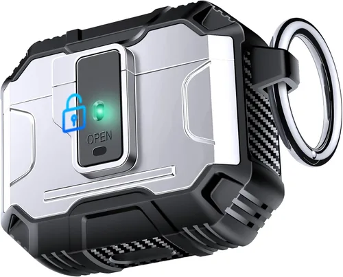 Miniatura 20 de Amoured AutoPOP - Funda para AirPods Pro de 1ª generación con cerradura y llavero, protección resistente de 360° y mecanismo de apertura de 1 clic