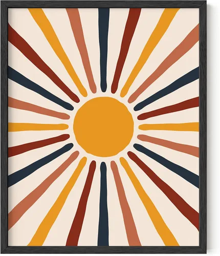 Miniatura 24 de HAUS AND HUES Arte de pared enmarcado bohemio – Decoración de pared del sol del suroeste, impresiones modernas geométricas contemporáneas de Sol