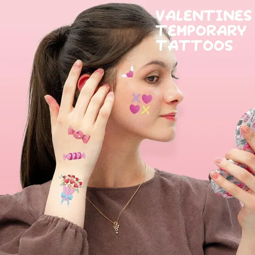 Miniatura 4 de Tatuajes temporales para el día de San Valentín, estilo rosa intenso, tatuajes, decoración del día de los galentinos, recuerdo de fiesta, caramelo