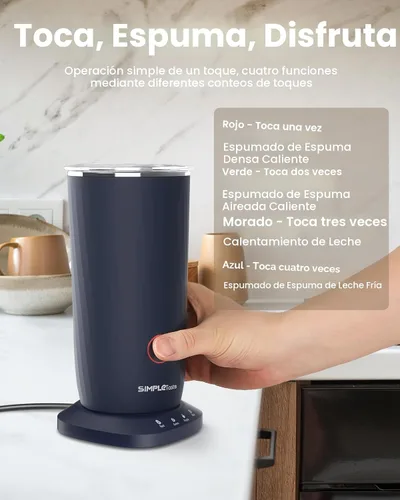 Miniatura 3 de SIMPLETASTE Espumador de leche, espumador de leche eléctrico 4 en 1 y vaporizador, máquina automática de espuma fría y cálida y calentador de leche