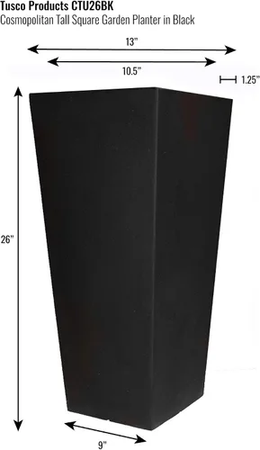 Miniatura 2 de Tusco Products CTU26BK Cosmo - Maceta alta, color negro, 26 pulgadas
