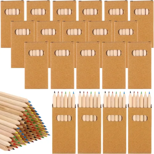 120 unidades/20 cajas cajas de lápices de colores a granel mini lápices de dibujo para niños, lápices de color gordo cortos de 3.5 pulgadas para