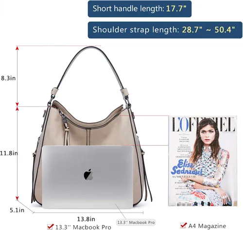 Miniatura 3 de Realer Bolsos de mano Hobo, bolsos para mujer, bolsos de cuero y bolsos de mano, bolsillos, bolsos cruzados grandes
