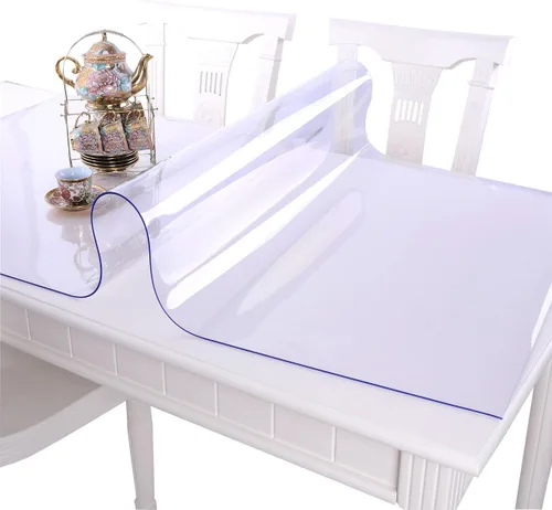 Miniatura 2 de NECAUX - Protector de mesa transparente de 17 x 52 pulgadas, almohadilla de plástico de 1.5 mm de grosor, protector de mesa de vinilo transparente