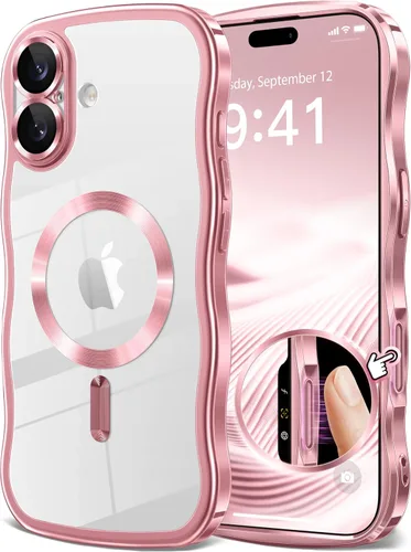 Miniatura 37 de GVIEWIN Funda para iPhone 16 Pro Compatible con MagSafe, Mejorada [Protección Completa de la Cámara][Marco de Ondas Lindo][Protección de Grado