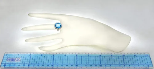 Miniatura 4 de RB Gems - Anillo de plata de ley 925, ovalado, 0.551 x 0.472in, acabado rodiado, estilo cóctel