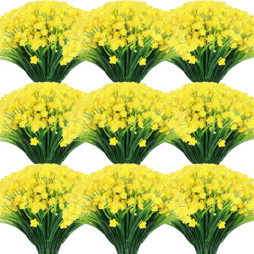 Miniatura 12 de Hoteam 40 paquetes de flores artificiales para exteriores, resistentes a los rayos UV, plantas de plástico para exteriores, primavera, verano