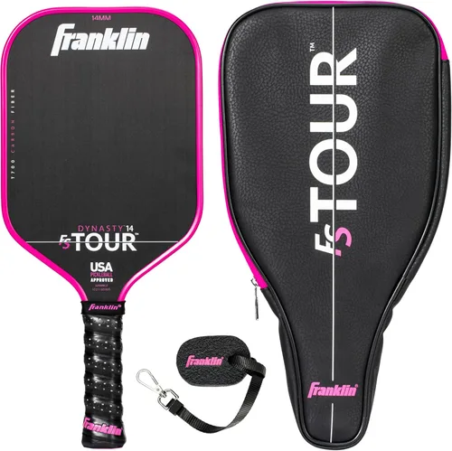 Miniatura 16 de Juego de pala de pickleball profesional Franklin Sports - Pala de fibra de carbono serie FS Tour, cubierta + borrador - 14mm + 16mm Rosado
