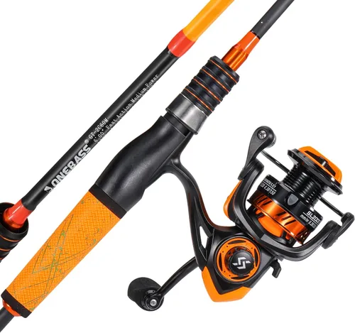 One Bass Combo de caña de pescar y carrete, combo giratorio con mango de superpolímero Verde