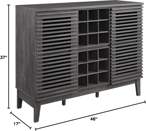 Miniatura 3 de Modway Render Mid-Century - Armario moderno para bar de vinos, color carbón, 17 x 46 x 37 pulgadas