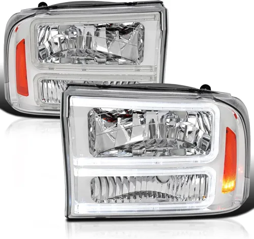 Miniatura 11 de SPEC-D TUNING Faros delanteros negros con luces LED compatibles con Ford F-250, F-350, F-450 SuperDuty 1999-2004, 2000-2004 Excursion, Juego