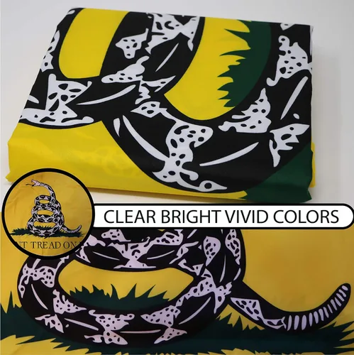 Miniatura 4 de G128 Bandera Gadsden Don't Tread On Me de 3 x 5 pies, doble cara, 3 capas, calidad 150D, poliéster, para fiesta de té, sonajero, serpiente, ojales