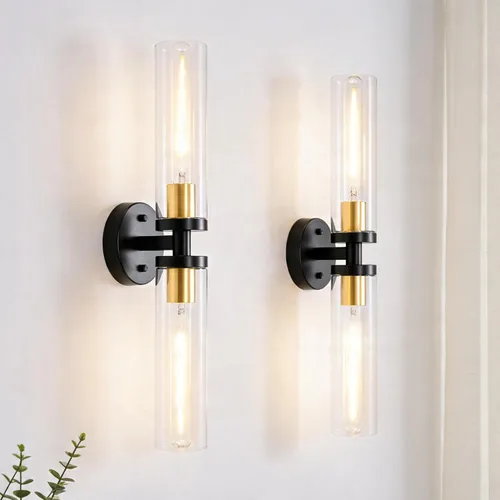 Miniatura 17 de Lámparas de Aplique de Pared para Dormitorio Baño, Iluminación Moderna de Tocador, Linternas de Montaje en Pared de Granja en Negro Mate