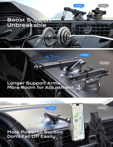 Miniatura 6 de Cargador de Coche Inalámbrico, Carga Rápida de 15W, Cargador de Coche con Abrazadera Automática, Soporte de Teléfono para Coche Compatible
