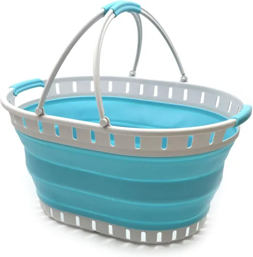 SAMMART Cesta plegable de plástico para la ropa sucia de 25 litros (6.6 galones), contenedor de almacenamiento plegable y organizador, juego