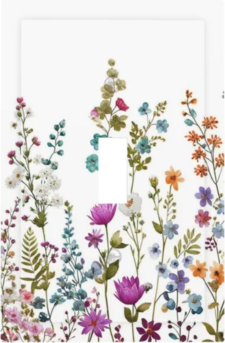 Miniatura 91 de Cubierta de Interruptor de Luz de 1 Gang con Flores Silvestres Bohemias, Hierbas, Floral, Decorativa, Planta Botánica, Naturaleza, Acuarela, Placa