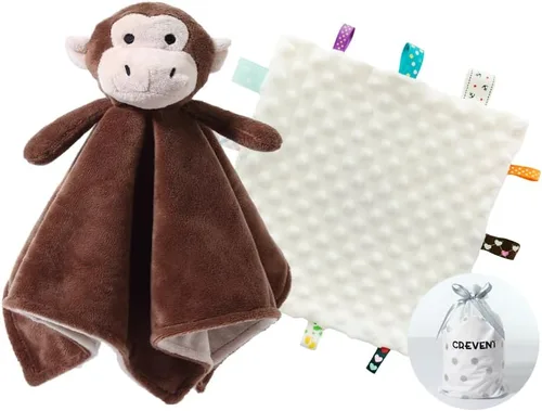 Miniatura 12 de CREVENT - Manta de felpa acogedora para bebé, mantita de seguridad con caras de animales para niños pequeños, regalo para bebés recién nacidos