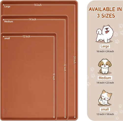 Miniatura 2 de MateeyLife Tapete de silicona para comida para gatos y perros para pisos, impermeable, antideslizante para alimentos y agua, tapete de alimentación