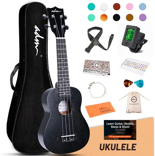 Miniatura 11 de ADM Ukelele para principiantes, kit de madera hawaiana para niños, adultos y estudiantes, pack profesional de ukalele con lecciones gratuitas, bolsa