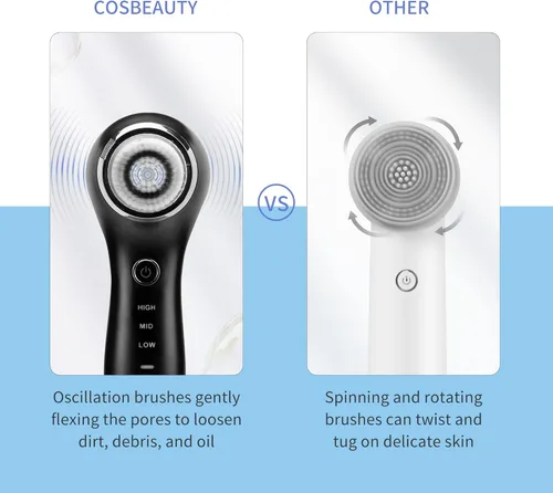 Miniatura 3 de COSBEAUTY Cepillo de limpieza facial sónico, exfoliante suave, cepillo de limpieza profunda, limpiador facial eléctrico con 5 cabezales de cepillo