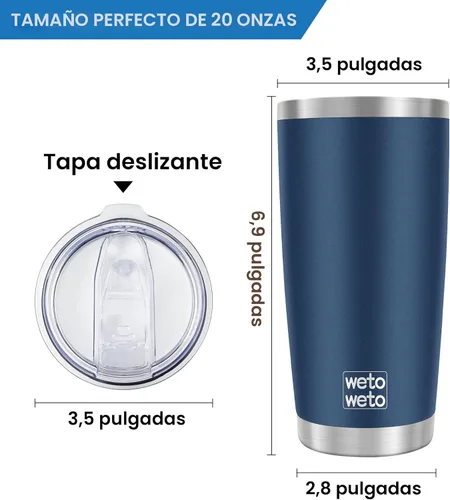 Miniatura 3 de WETOWETO - Vasos térmicos de 20 onzas, tazas de café de acero inoxidable con aislamiento al vacío, doble pared con recubrimiento en polvo, con tapa