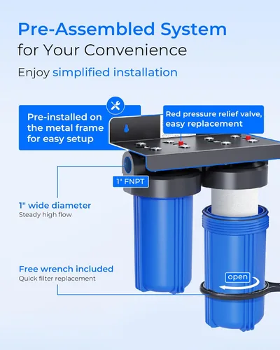 Miniatura 7 de Waterdrop Sistema de filtro de agua para toda la casa de 2 etapas, con filtro de sedimentos de metales pesados y anti-incrustaciones, reduce