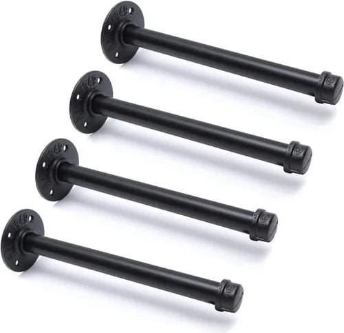 Miniatura 18 de Soportes industriales de tubo de hierro negro de 3/4 pulgadas, soportes rústicos para colgar en la pared, soportes de tubería personalizados