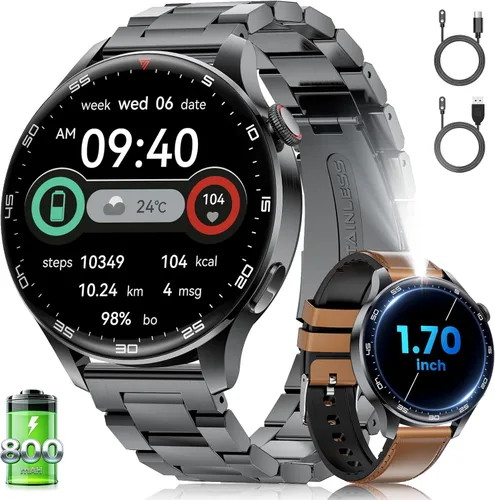 Miniatura 11 de Reloj inteligente de pantalla HD grande de 1.7 pulgadas para hombres con llamada Bluetooth, más de 100 modos deportivos, 800 mAh, IP68 impermeable