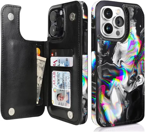 Miniatura 33 de uCOLOR Funda compatible con iPhone 13 Pro Max de 6.7 pulgadas con ranura para tarjetero, función atril, doble cierre magnético y diseño de bloqueo