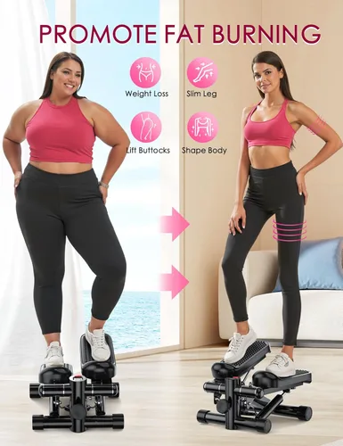 Miniatura 2 de Steppers for Exercise at Home, KitGody Mini Stepper with Resistance Bands, Portable Stair Stepper for Home 330LBS Capacity, Adjustable Height