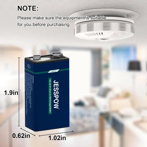Miniatura 2 de Paquete de 8 baterías recargables de 9 voltios, recargables por USB, batería de litio de alta capacidad de 1300 mAh 9 V con cable de carga tipo C