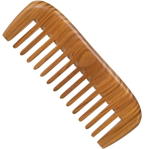 Miniatura 10 de Peine de madera con dientes anchos, peine para el cabello para mujeres, masaje del cuero cabelludo y distribuye aceites