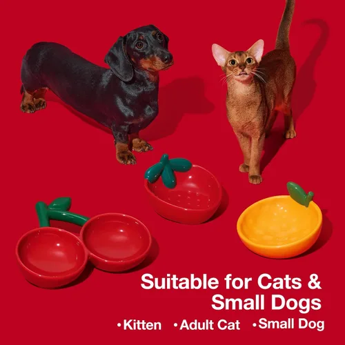 Miniatura 5 de VETRESKA Cuenco de cerámica para mascotas, diseño inclinado, comedero para mascotas para alimentos y agua, cuencos antivómitos para gatos