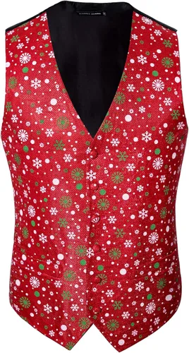 Miniatura 6 de Barry.Wang Chaleco de traje de Navidad para hombre, chaleco de Navidad, corbatacorbatín, esmoquin para fiesta