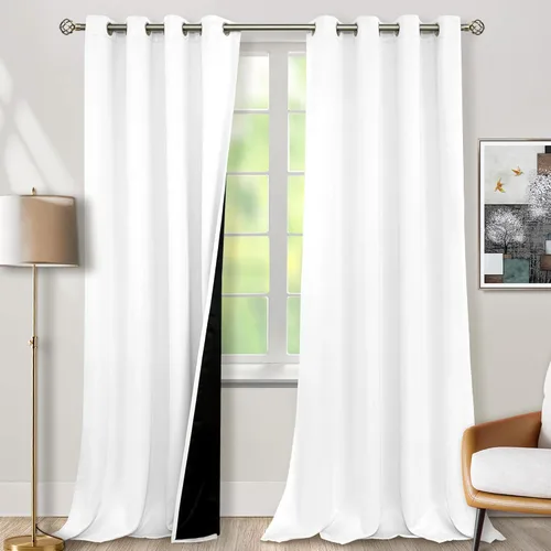 BGment - Cortinas con aislamiento térmico para habitación, 100 % opacas, con forro negro, cortina de doble capa con ojales, reduce el ruido (52 x 95