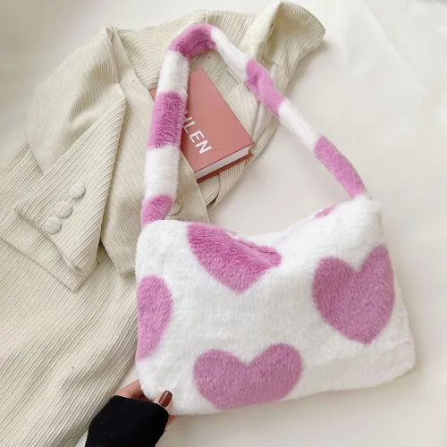 Miniatura 5 de Bolsa de hombro para mujer Kexle, afelpada, para otoño e invierno