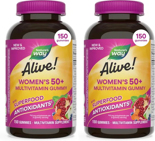Miniatura 12 de Nature's Way Alive! Gomitas multivitamínicas diarias para mujeres de 50+, suplementos para mujeres, apoya la salud del corazón, cerebro y huesos,*