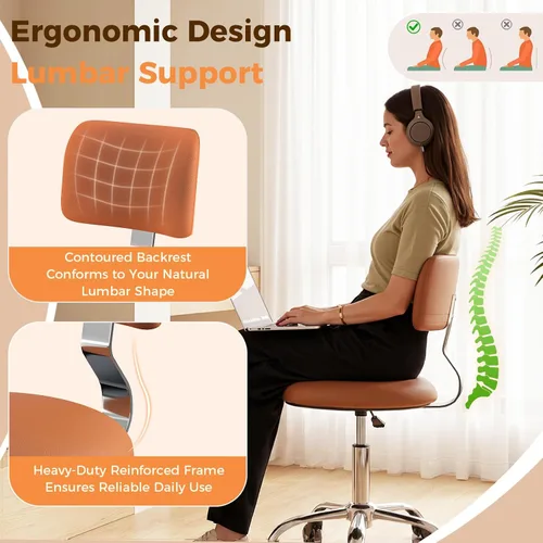 Miniatura 5 de Silla de dibujo con ruedas, silla de dibujo de oficina con soporte de espalda, taburete de escritorio de pie ajustable en altura con cojín de piel