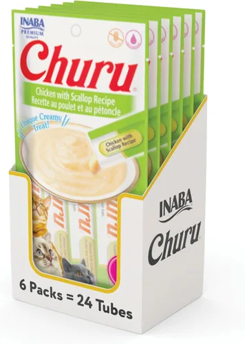 Miniatura 12 de INABA - Golosinas Churu para gatos, puré cremoso para gatos, sin cereales, que se puede lamer y exprimir / suplemento con vitamina E y taurina, 0.5
