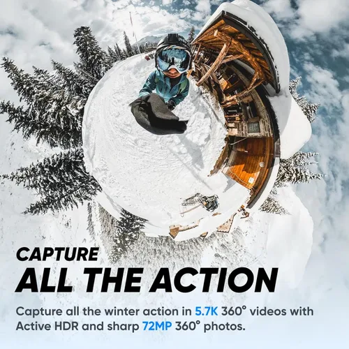 Miniatura 3 de Insta360 Kit de nieve X3 (nueva versión) - Cámara de acción 360 con video HDR activo de 5.7K 360, cámara de lente única 4K, impermeable