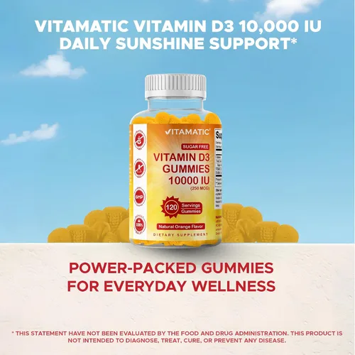 Miniatura 4 de Vitamatic Gomitas de Vitamina D3 sin Azúcar - 120 Gomitas a Base de Pectina - Gran Sabor - Huesos Saludables, Estado de Ánimo y Función del Sistema