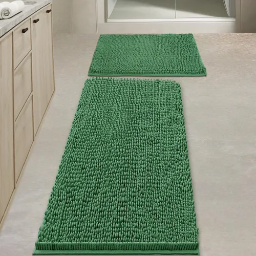 Miniatura 40 de Juegos de alfombras de baño de 2 piezas, alfombra de baño de felpilla extra suave ultra absorbente, alfombra de baño con base antideslizante de PVC
