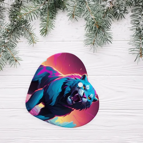 Miniatura 4 de Synthwave Sabertooth patterned Star Shape ceramic pendant, perfect for decorating your home Christmas tree for winter parties
