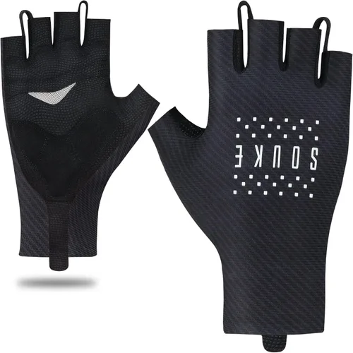 Souke Sports Cycling Gloves Road Bike Light Weight Padded Half Finger Gloves Biking Bicycle Breathable Anti-Slip Shock-Absorbing Gloves for Men Women