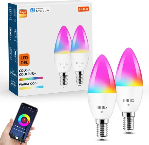 Miniatura 10 de OHLUX E12 Led Bulb, Smart Candelabra Led Light Bulbs 5W 40 Watt Equivalent, Color Changing Light Bulb RGB Compatible with Alexa Google Home, Candle